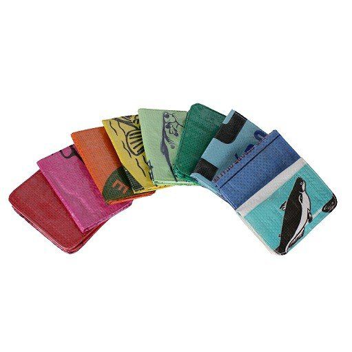 recycled feed bag cardholders
