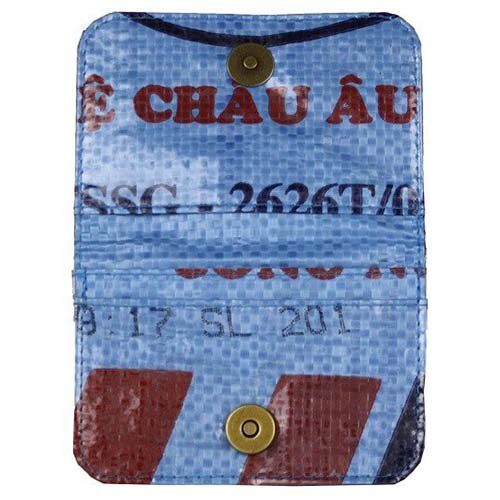 recycled feed bag cardholder - blue