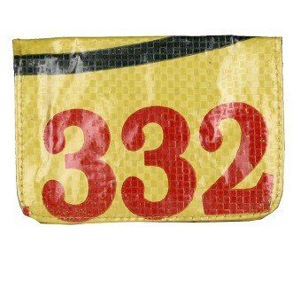 recycled feed bag cardholder - yellow