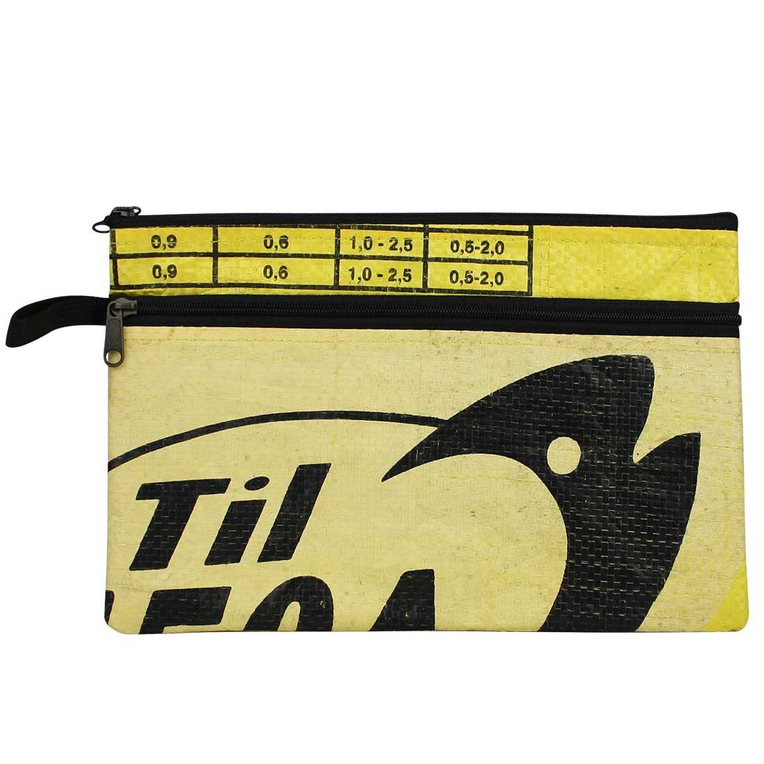 yellow fish print recycled pouch