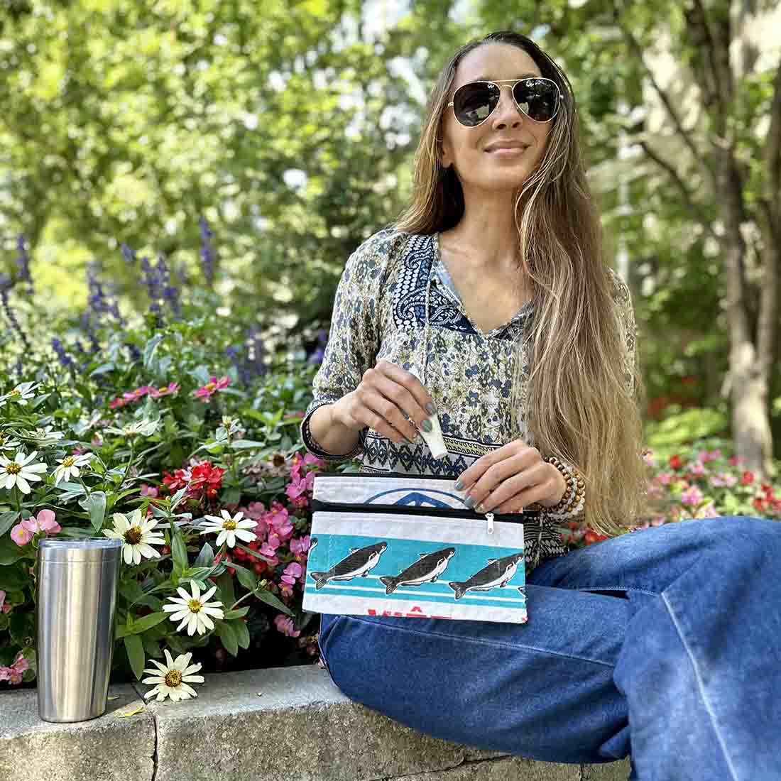 Recycled Feed Bag - Double Zip Case - Malia Designs