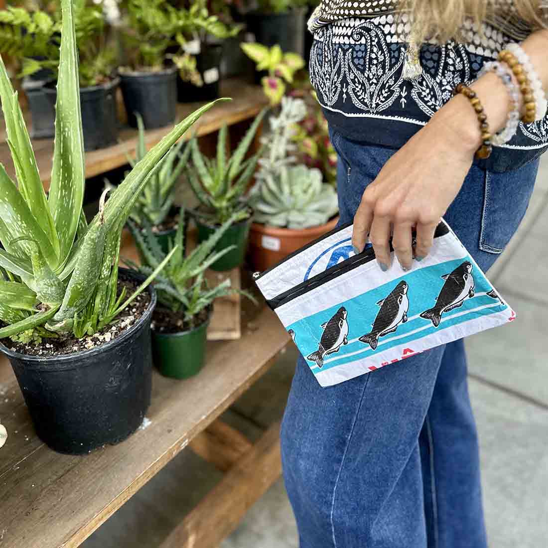 Recycled Feed Bag - Double Zip Case - Malia Designs