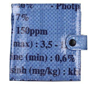 recycled feed bag wallet - blue