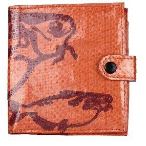 recycled feed bag wallet - orange