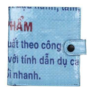recycled feed bag wallet - lite blue