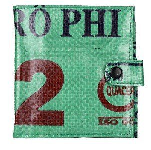 recycled feed bag wallet - green