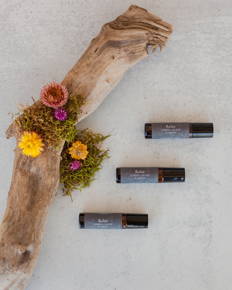 ig & Grove Relax Roller natural lavender essential oil roller bottle — calming aromatherapy roller for sleep and stress relief, locally sourced lavandin grosso, handmade in Copperopolis California, no synthetic ingredients