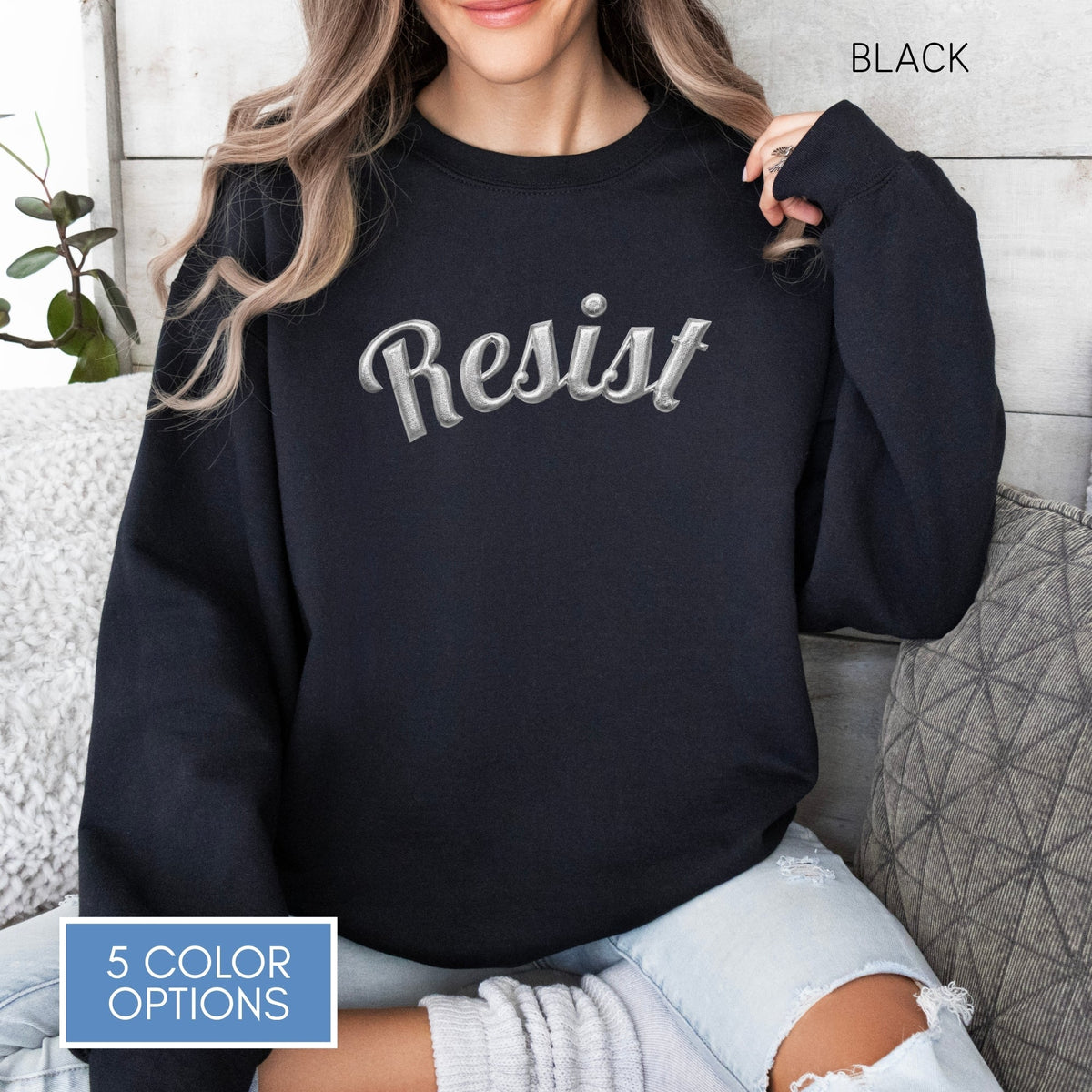 resist-puff-print-unisex-crewneck-sweatshirt-democratic-activist-pullover-resistance-apparel-black
