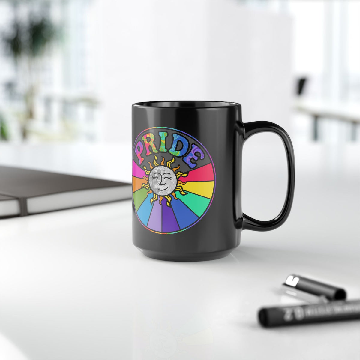 retro-rainbow-pride-hand-drawn-art-lgbtq-coffee-mug-personalizable-be-proud-of-who-you-are-15-ounce-black
