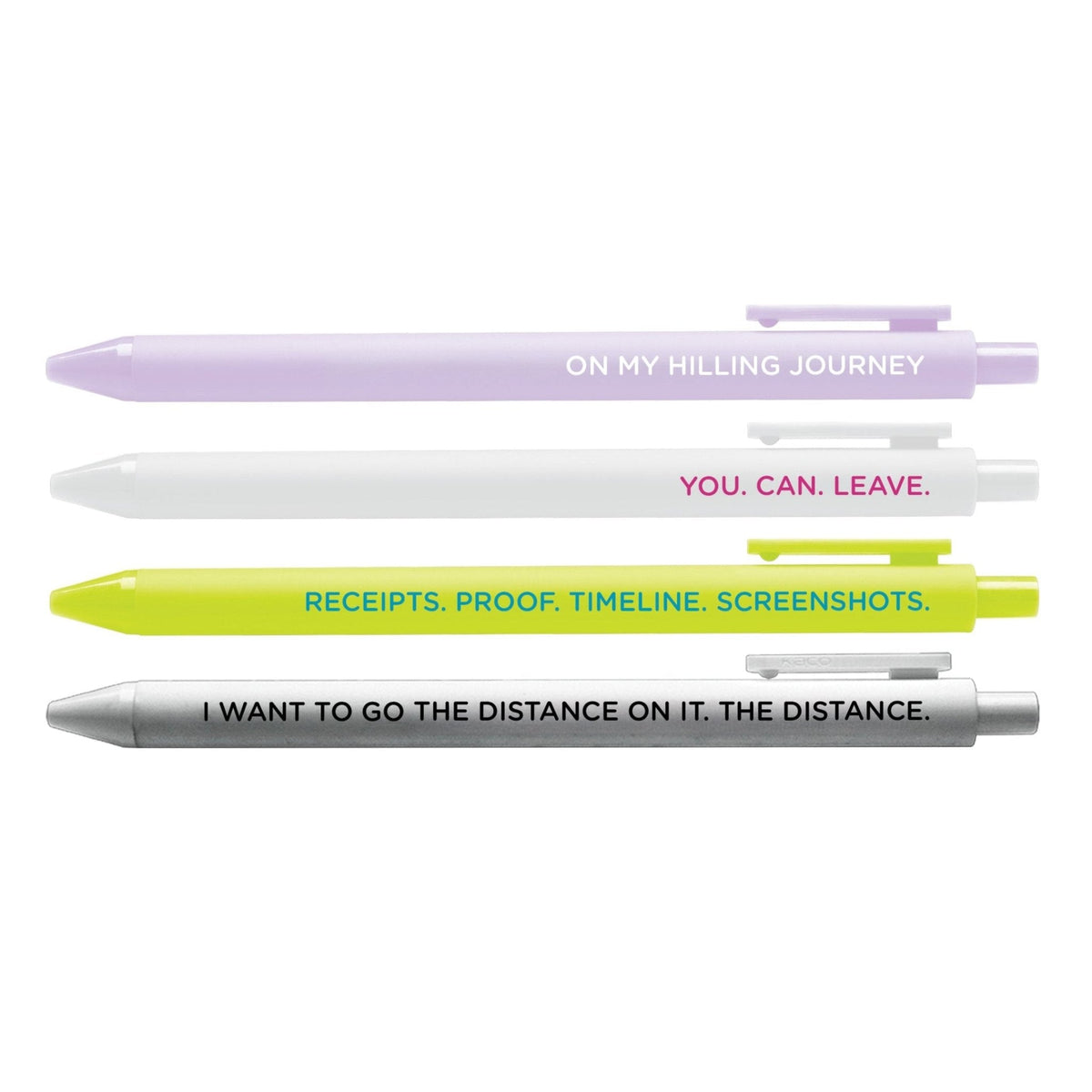 RHOSLC Pen Set in its cello sleeve with card backing — Bravo fan stationery gift by indie artist MangoIllustrated