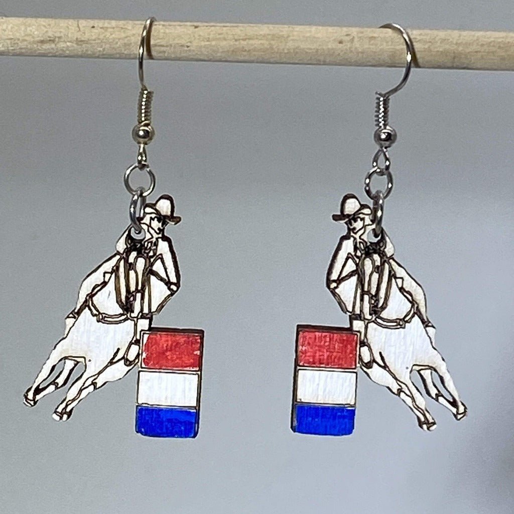 Rodeo Barrel Racing Wooden Dangle Earrings - - Cate&