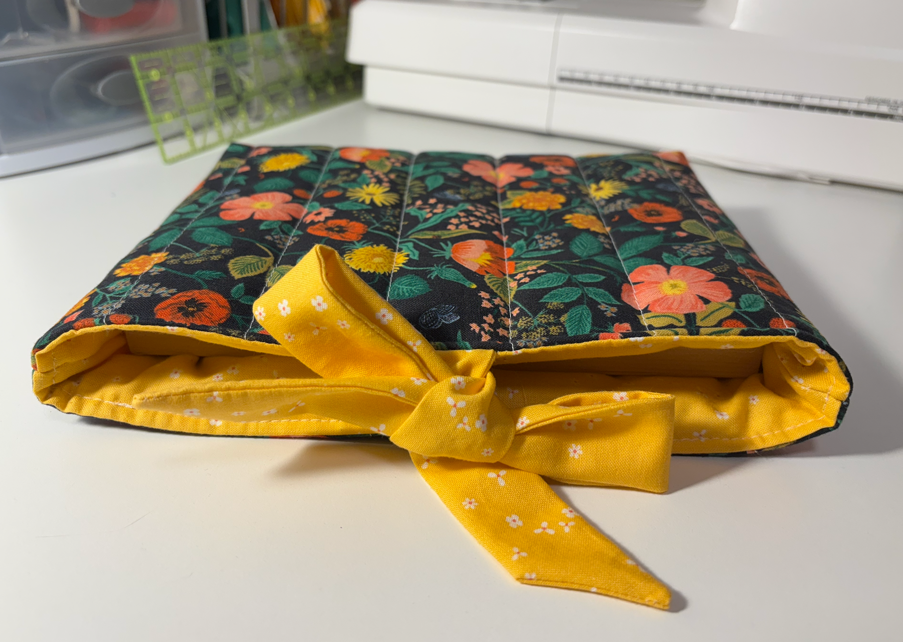 Soft Quilted Book Sleeve with Tie Close