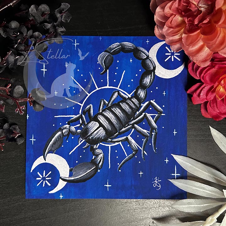 Scorpio Zodiac Print with Celestial Accents, Zodiac series
