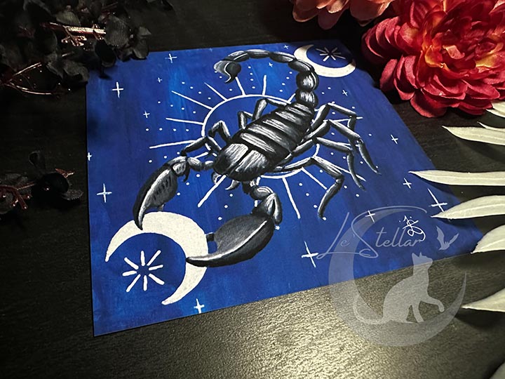 Scorpio Zodiac Print with Celestial Accents, Zodiac series