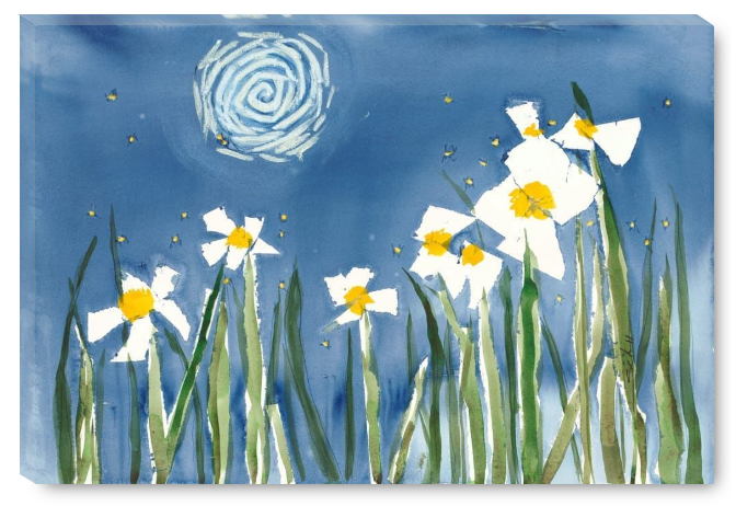 Moonlit Daffodils Print on Canvas