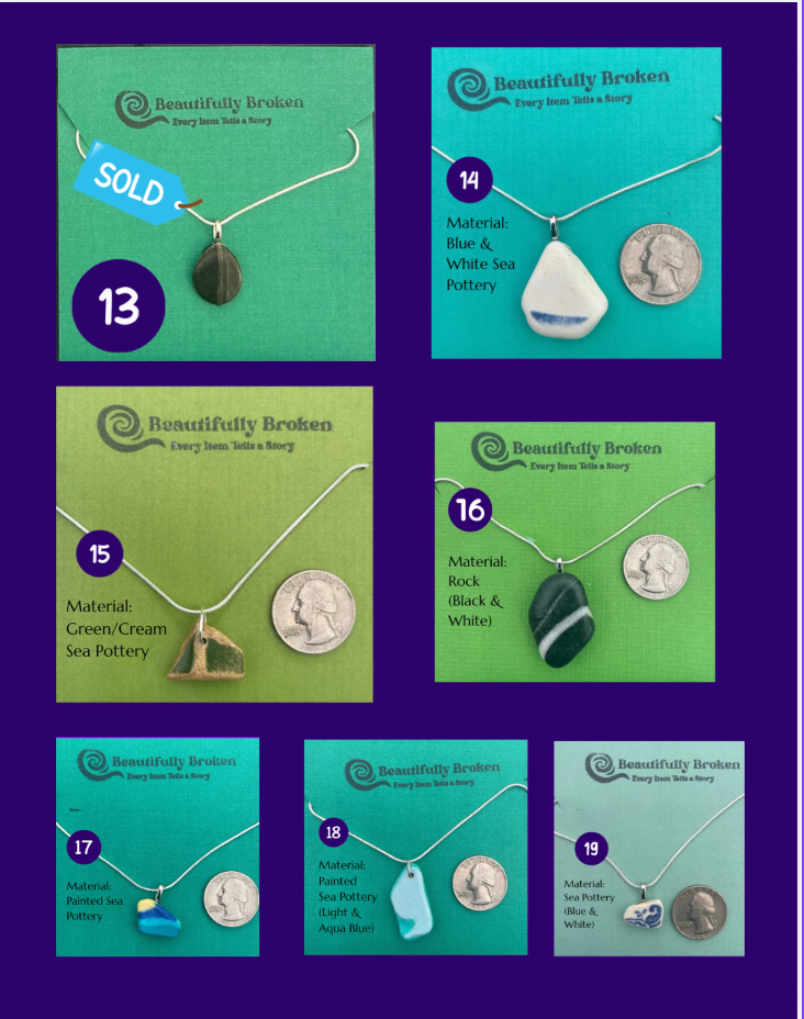 Beautifully Broken Sea Glass, Pottery & Stone Necklaces
