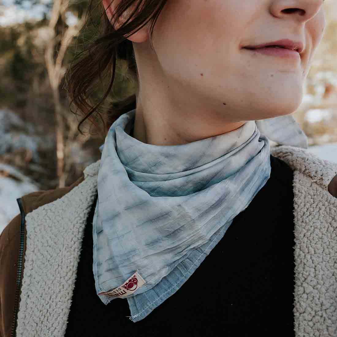 grey silk bandana tie dye print
