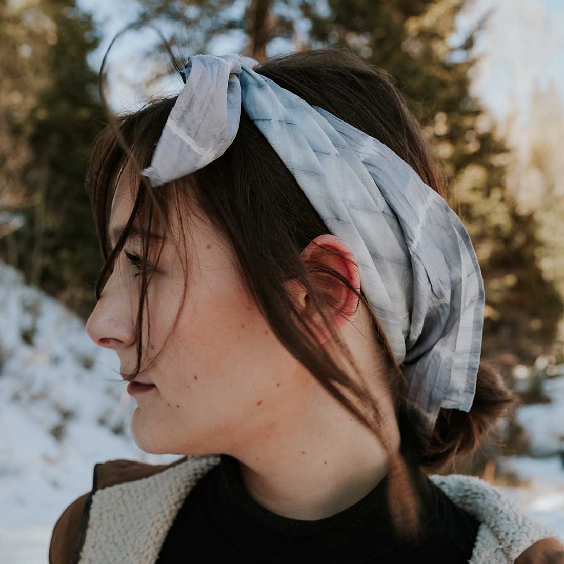 tie dye silk scarf in cute updo
