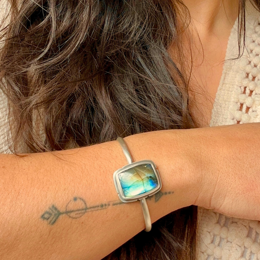 Sterling Silver & Labradorite Cuff