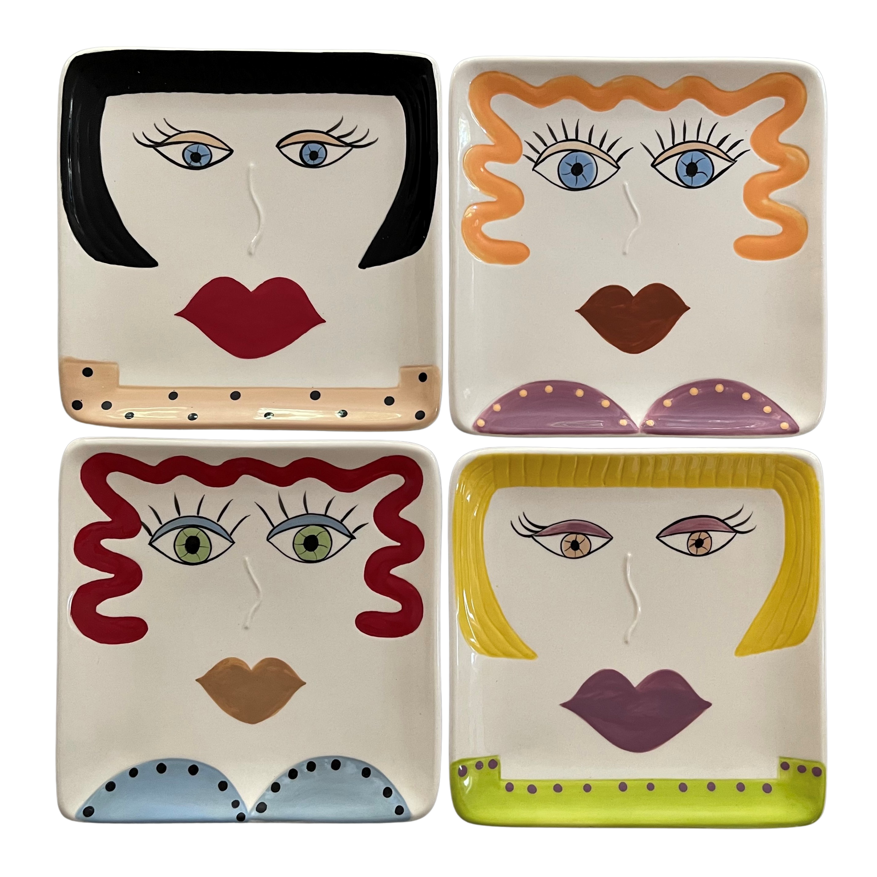 Personality Plates® set of 4 hand-painted plates