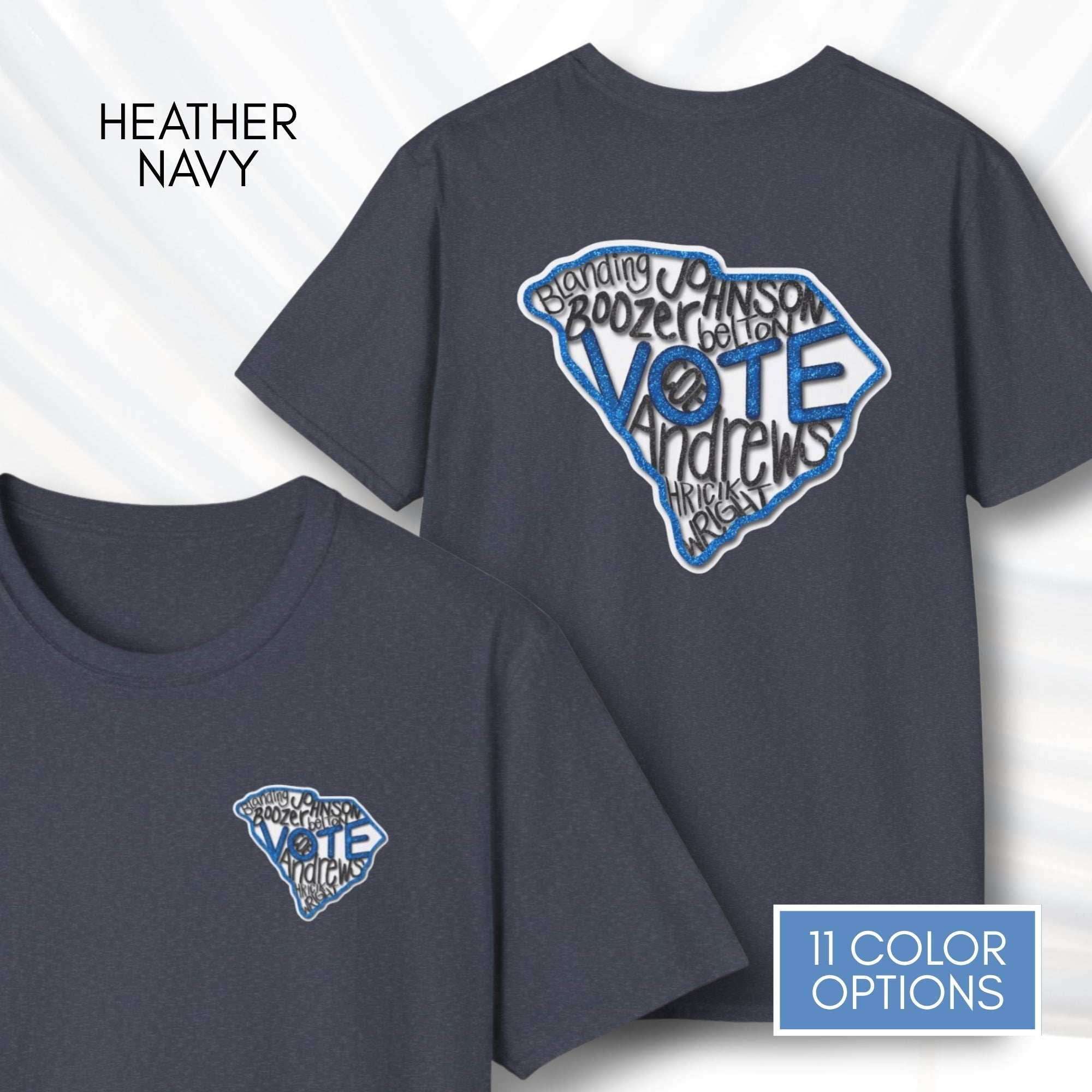 south-carolina-votes-blue-2026-democratic-candidate-unisex-tshirt-sc-activist-campaign-tee-hand-drawn-art-annie-andrews-jermaine-johnson-heather-navy