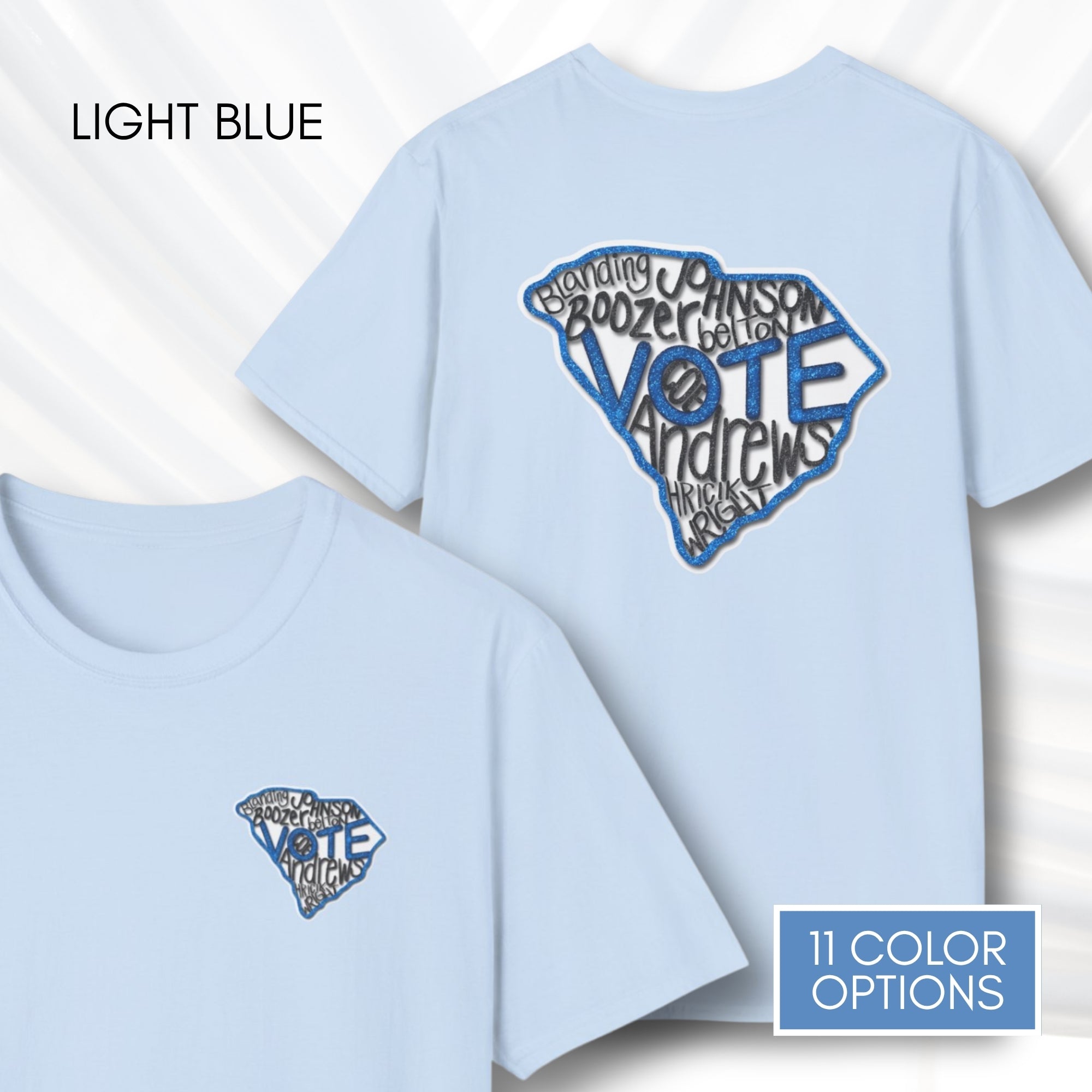 south-carolina-votes-blue-2026-democratic-candidate-unisex-tshirt-sc-activist-campaign-tee-hand-drawn-art-annie-andrews-jermaine-johnson-light-blue