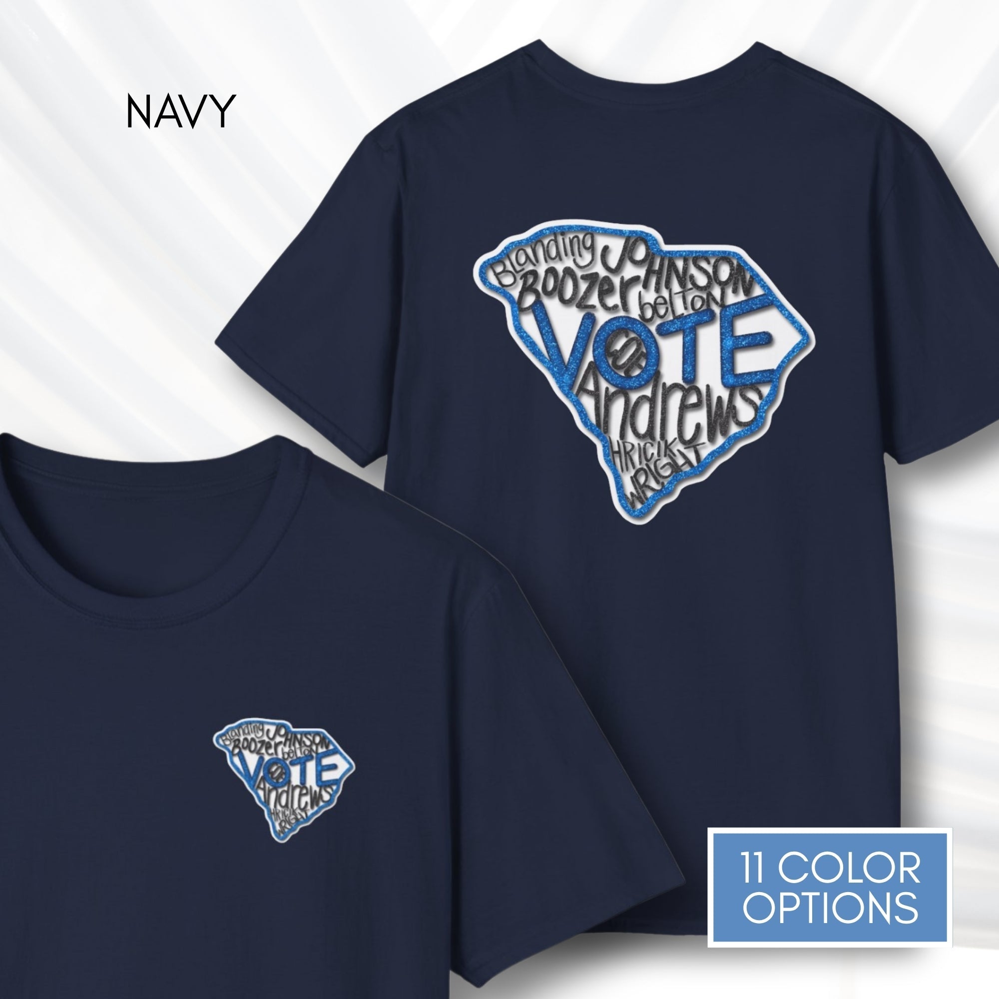 south-carolina-votes-blue-2026-democratic-candidate-unisex-tshirt-sc-activist-campaign-tee-hand-drawn-art-annie-andrews-jermaine-johnson-navy