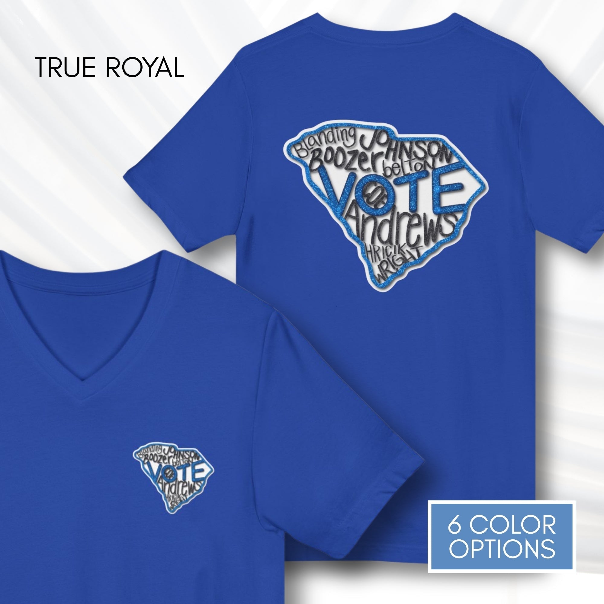 south-carolina-votes-blue-2026-democratic-candidate-v-neck-tee-hand-drawn-art-sc-activist-campaign-tshirt-true-royal