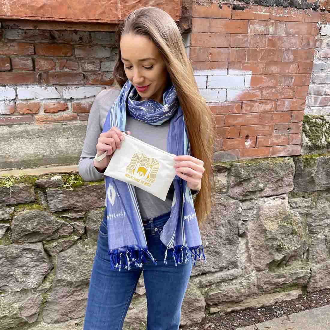 cute cotton wristlet with women change the world design