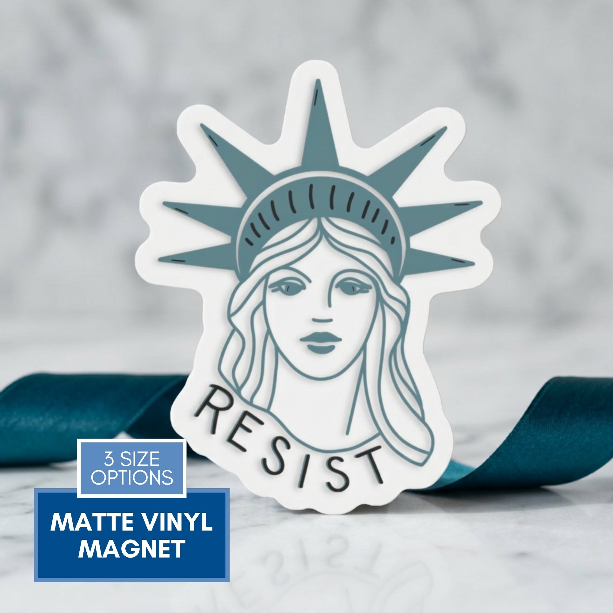 statue-of-liberty-resist-hand-drawn-art-magnet-car-refrigerator-locker-decor-vinyl-matte-weather-resistant