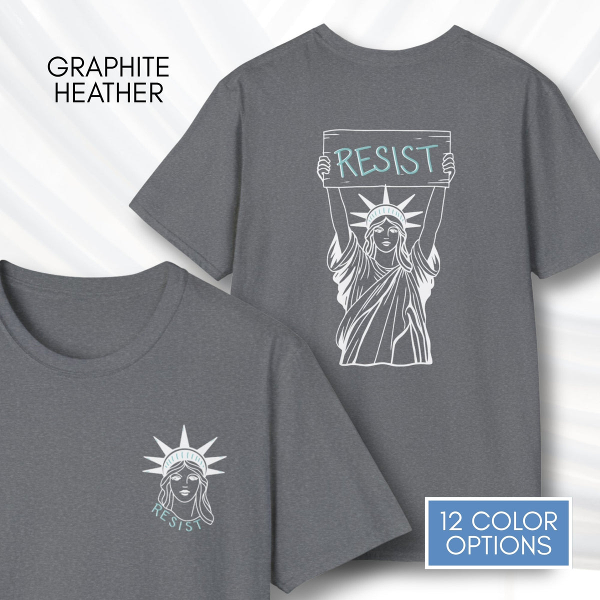 statue-of-liberty-resist-unisex-tee-feminist-political-activist-tshirt-patriotic-resistance-hand-drawn-art-lady-liberty-independence-day-apparel-graphite-heather