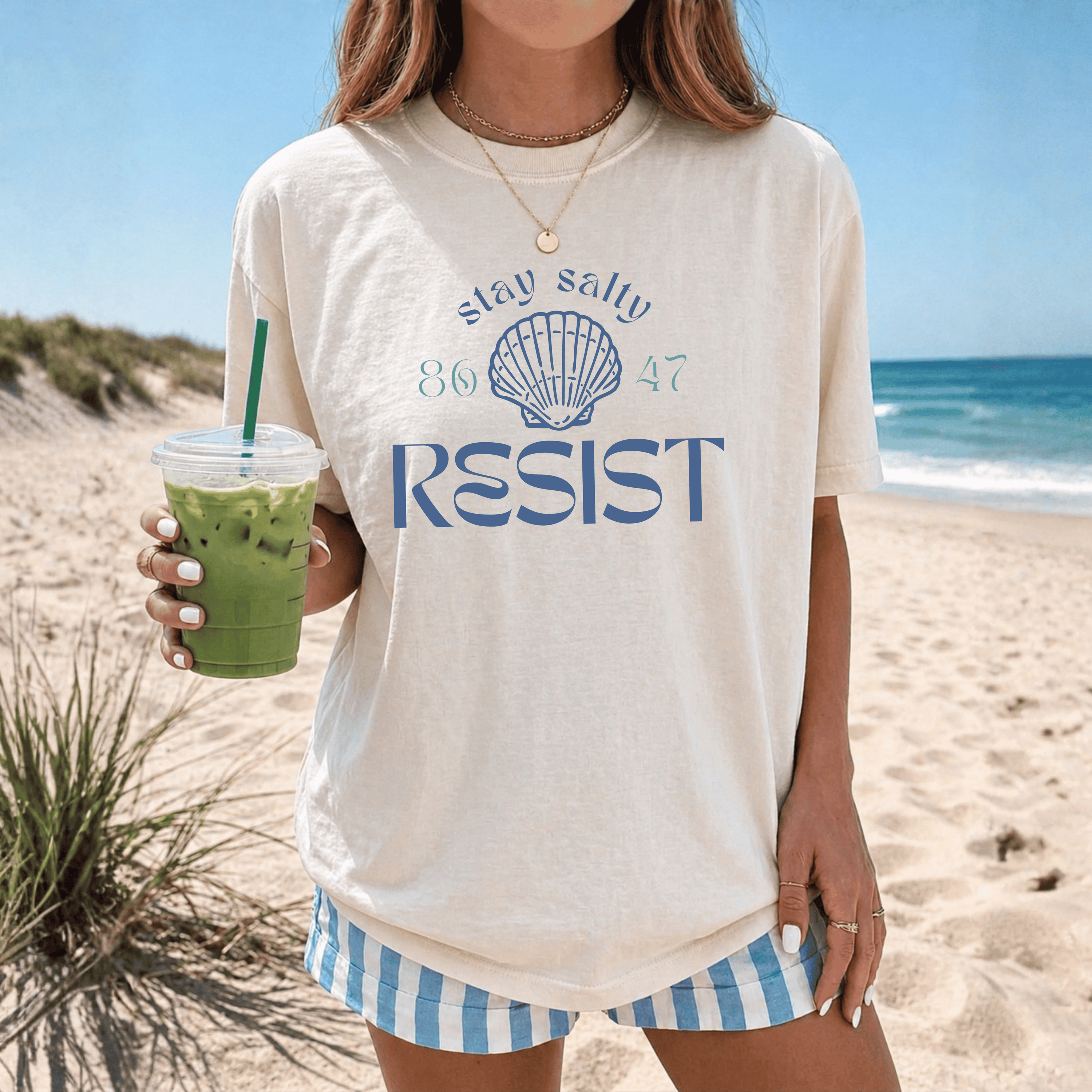 Stay Salty Resist T-Shirt | Coastal Anti-Trump Graphic Tee