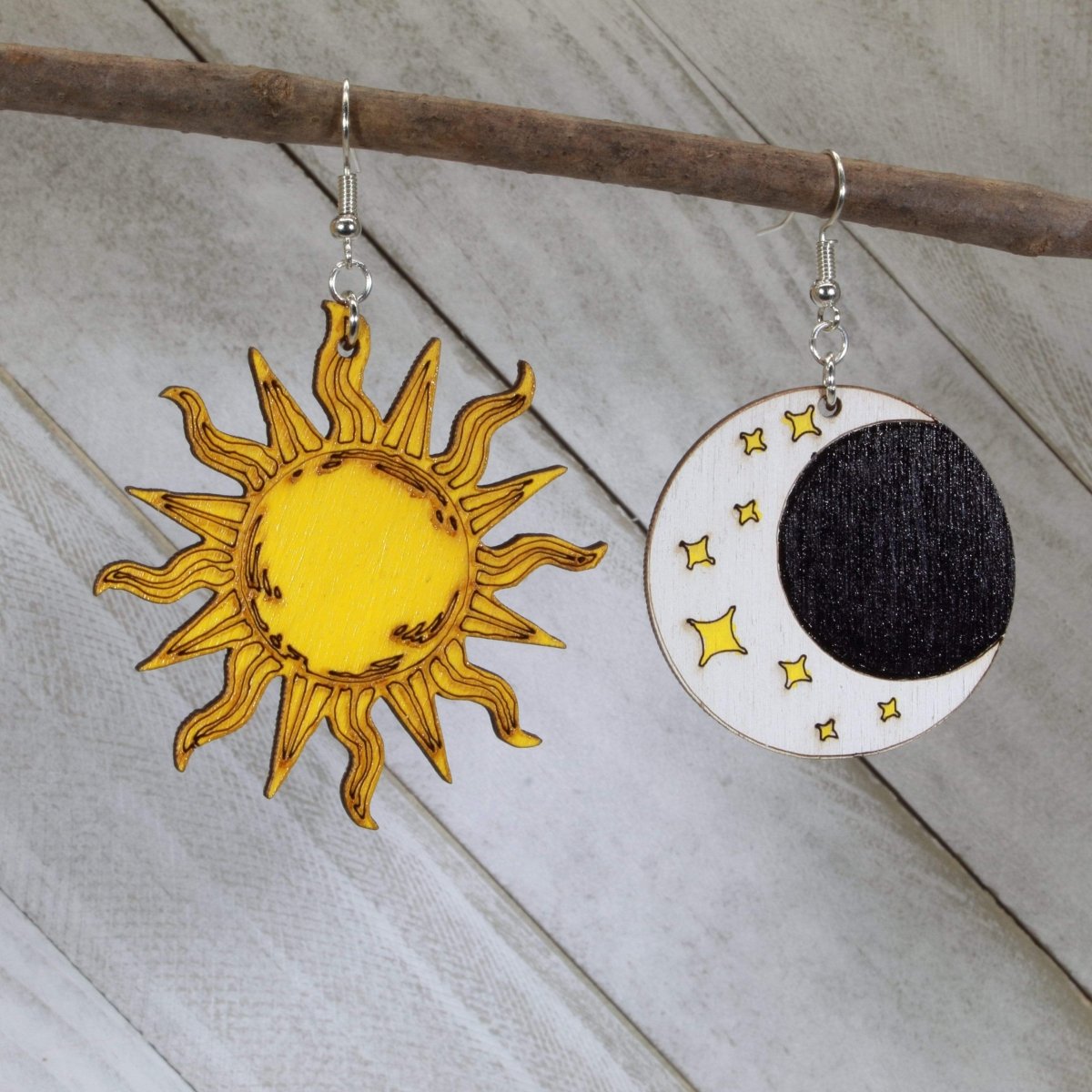 Sun and Moon Dangle Earrings - - Cate&