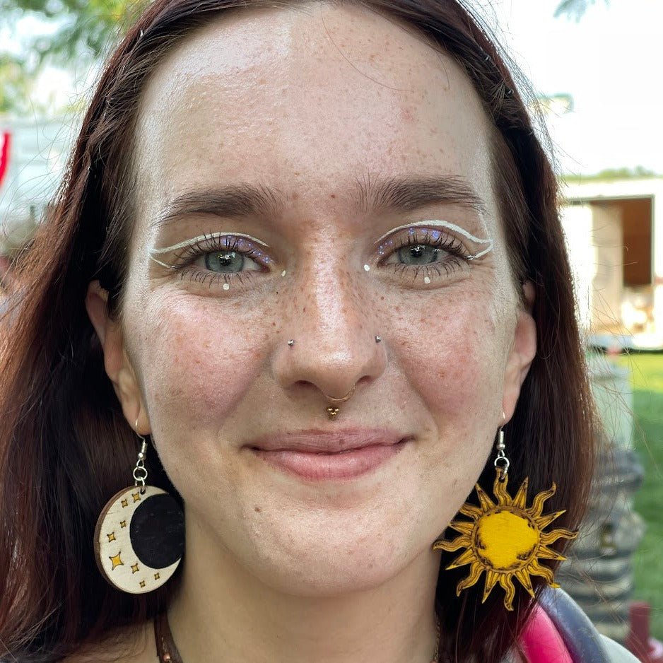 Sun and Moon Dangle Earrings - - Cate&