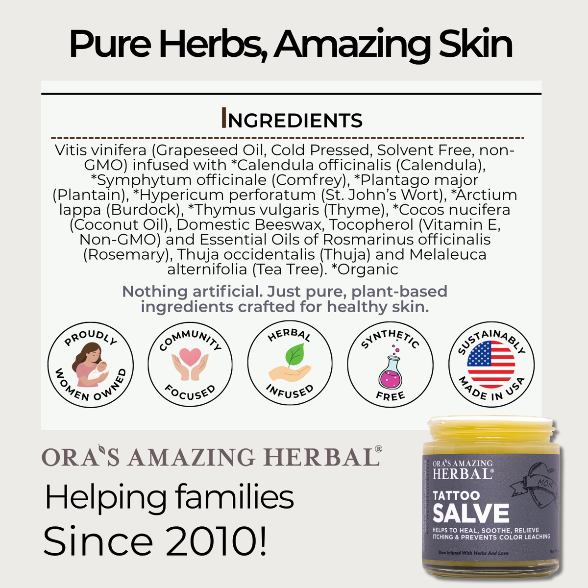 Tattoo Salve 4oz Informative Ingredient Tile