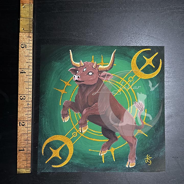 Taurus Zodiac Print with celestial accents