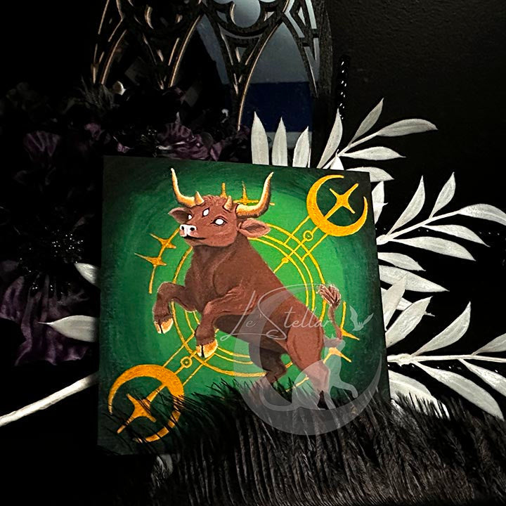 Taurus Zodiac Print with celestial accents