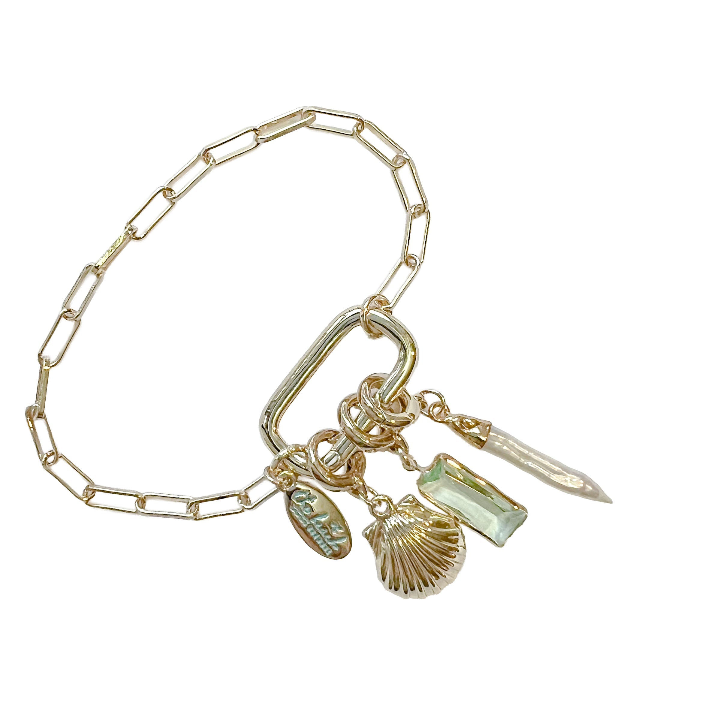 charleston paperclip chain link bracelet gold