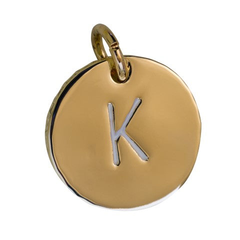 charleston coin initial with crystal edge - k