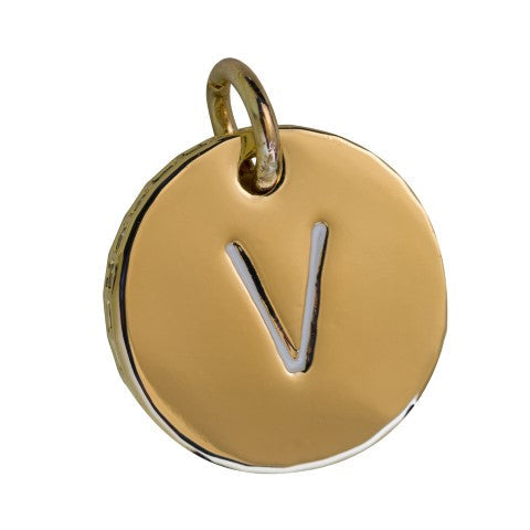 charleston coin initial with crystal edge - v