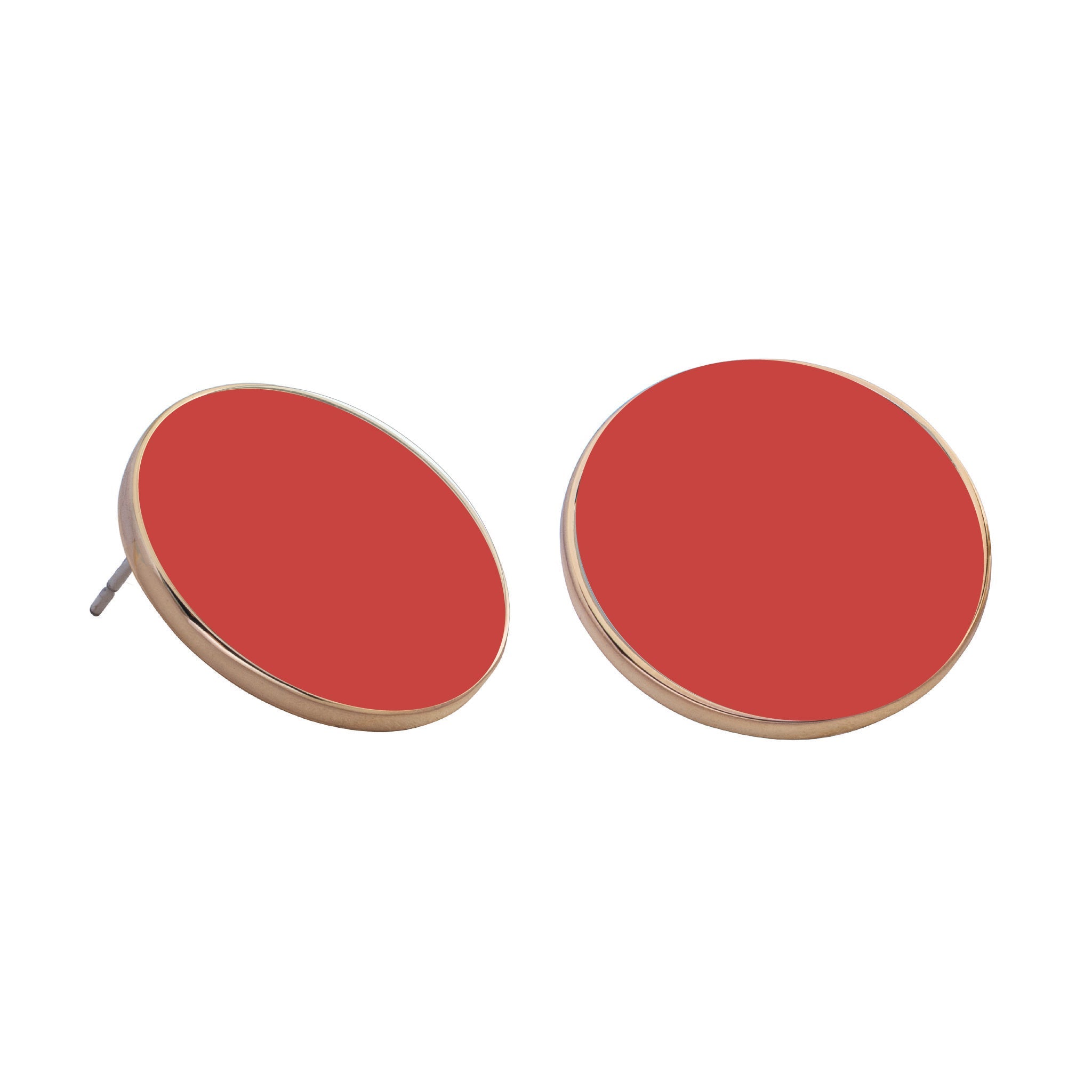dana point circle post earrings coral