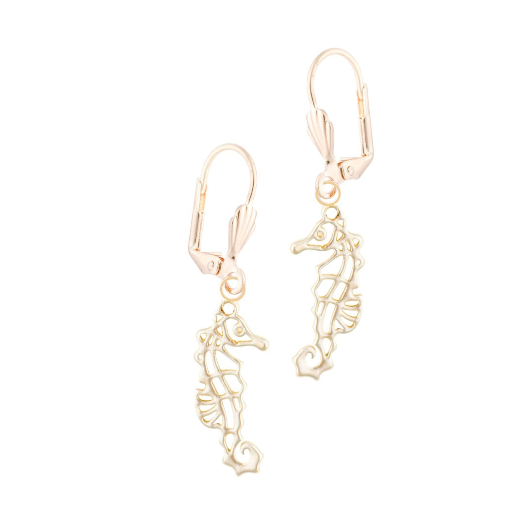 mattapoisett seahorse leverback drop earrings gold