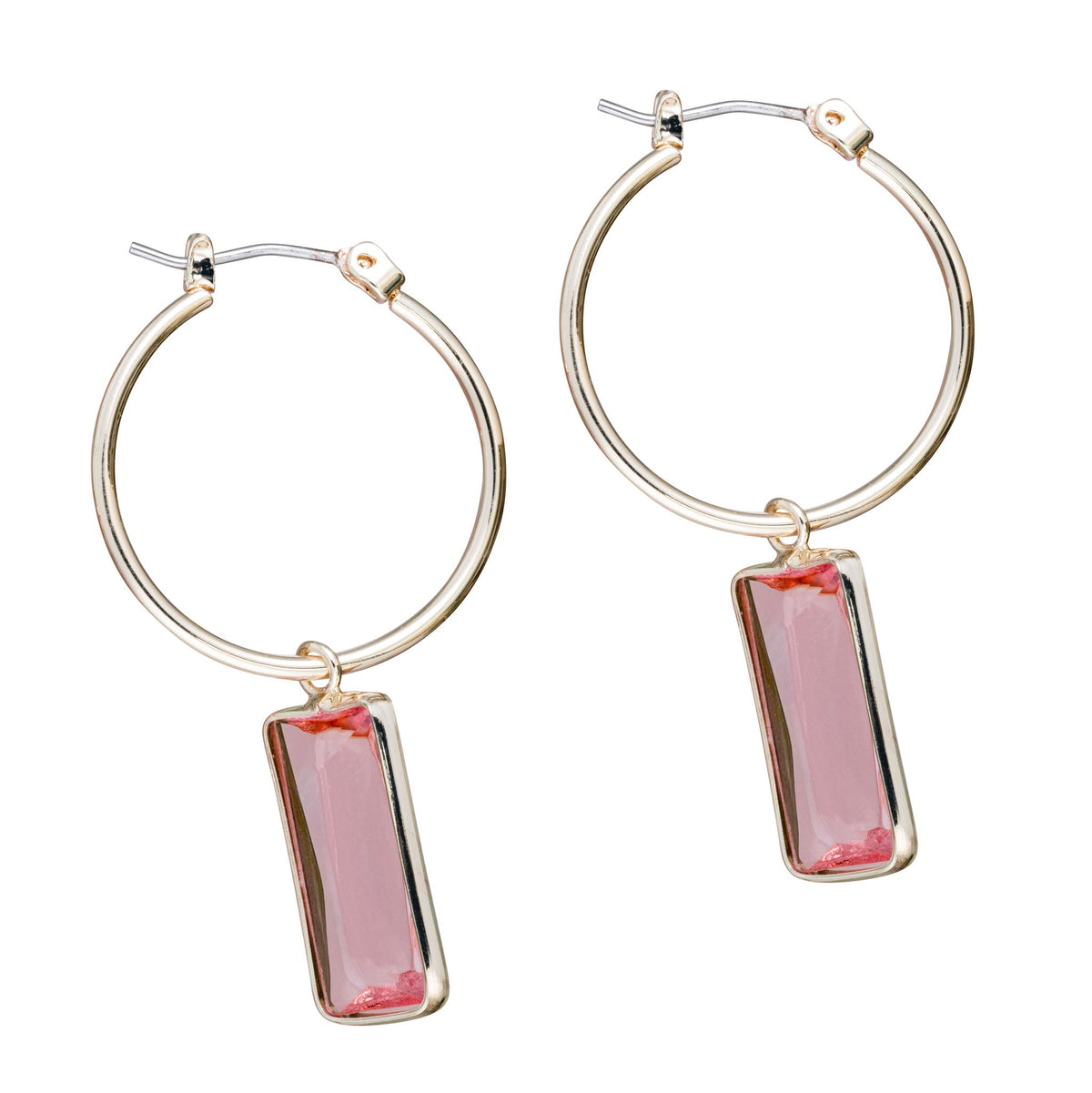 charleston rectangle hoop ears pink gold