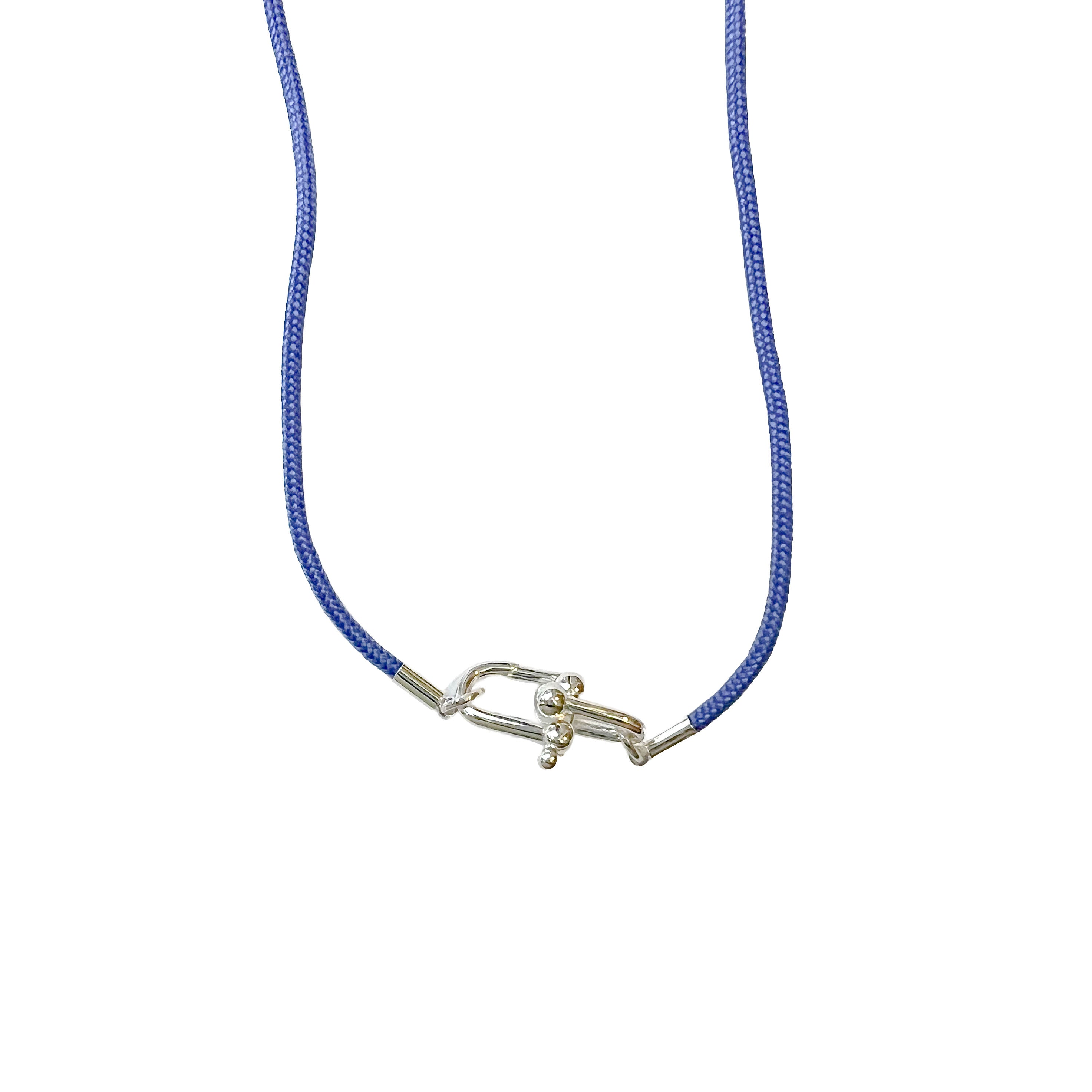 newport paracord link necklace blue silver
