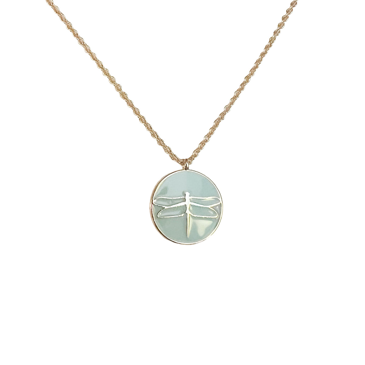 charleston dragonfly coin necklace aqua gold