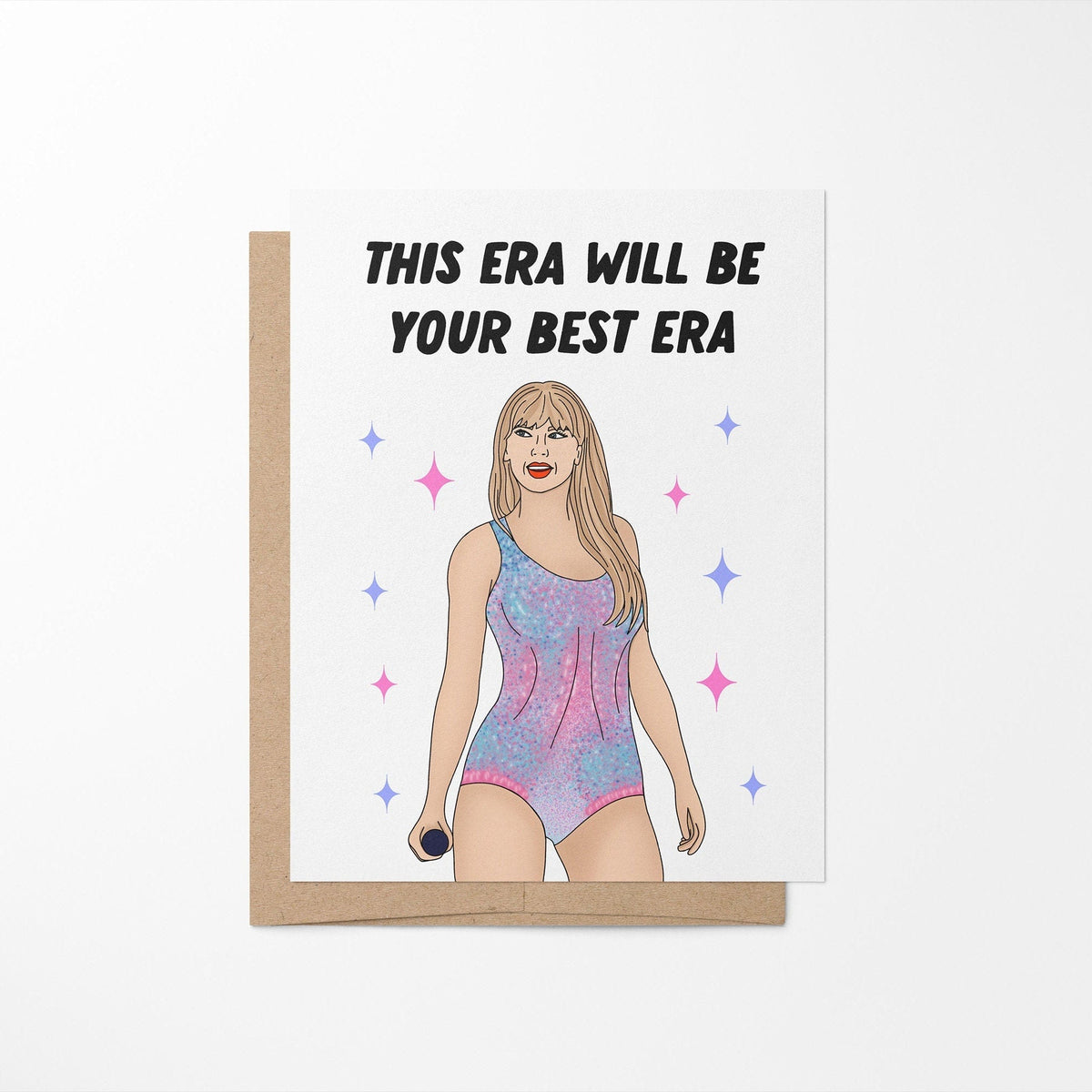 This era will be your best era greeting card detail — hand lettering and star artwork close up by indie artist MangoIllustrated
