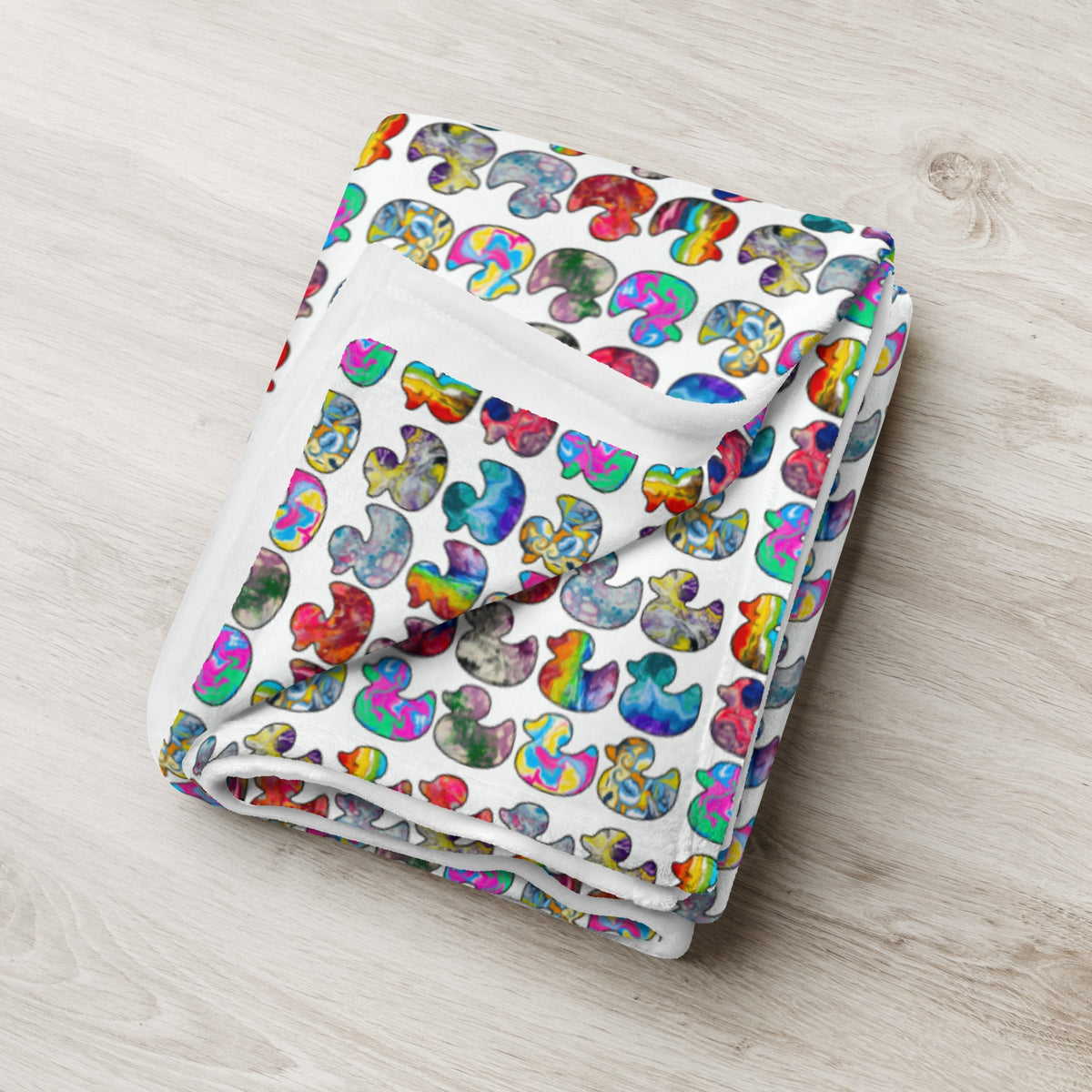 Abstract Rainbow Ducks Throw Blanket