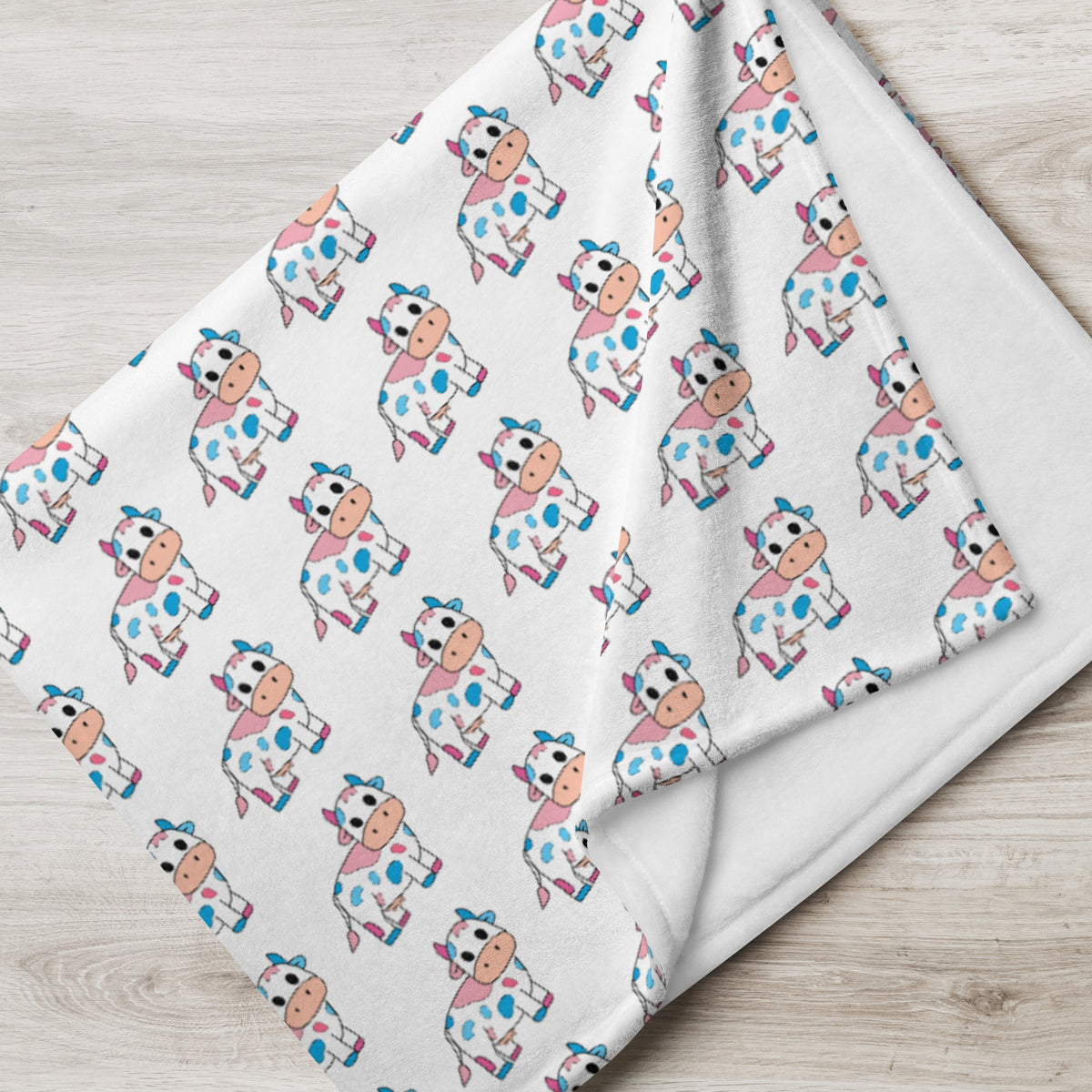 Blue and Pink Cow Throw Blanket - Trans Cow