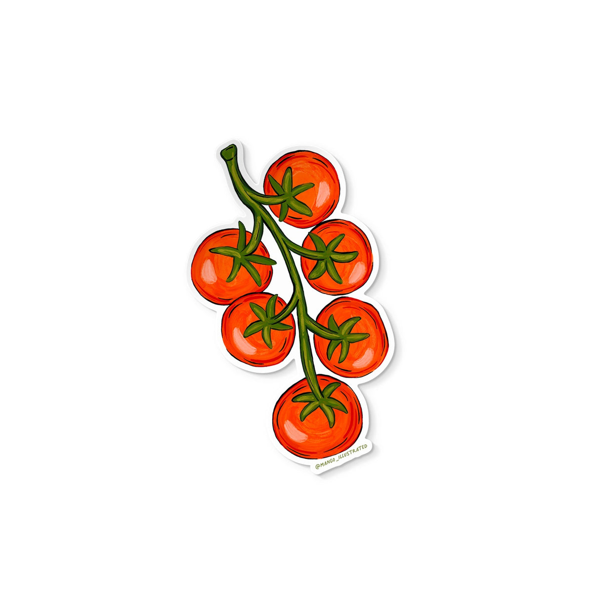 Tomatoes sticker flat lay — foodie and garden vinyl sticker for water bottles, laptops and journals by indie artist MangoIllustrated