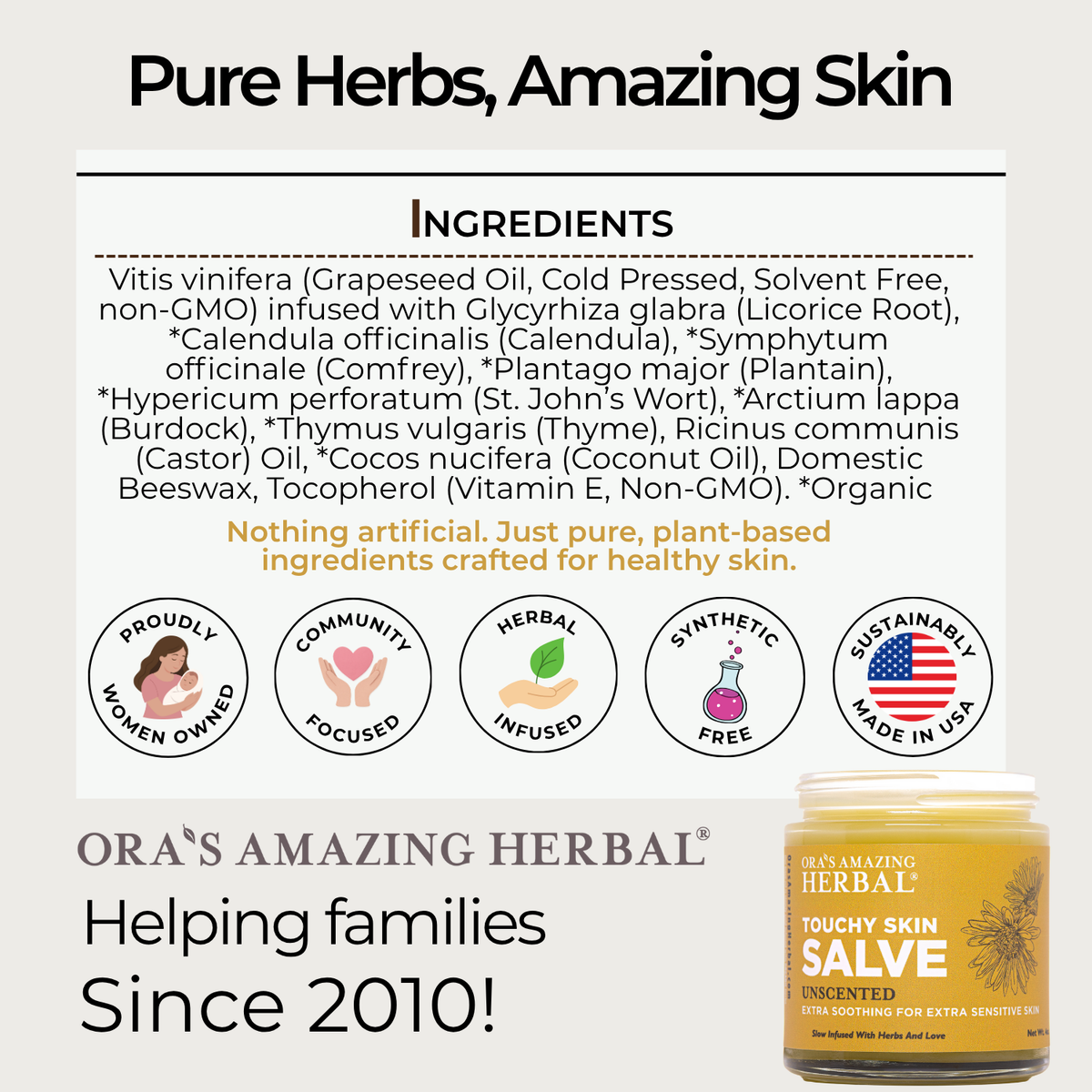 Touchy Skin Salve 4oz Informative Ingredient Tile